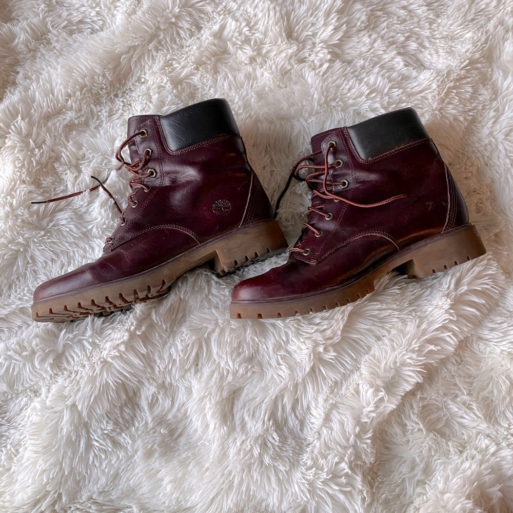 Timberland Jayne waterproof maroon boots booties 6 inch tie up